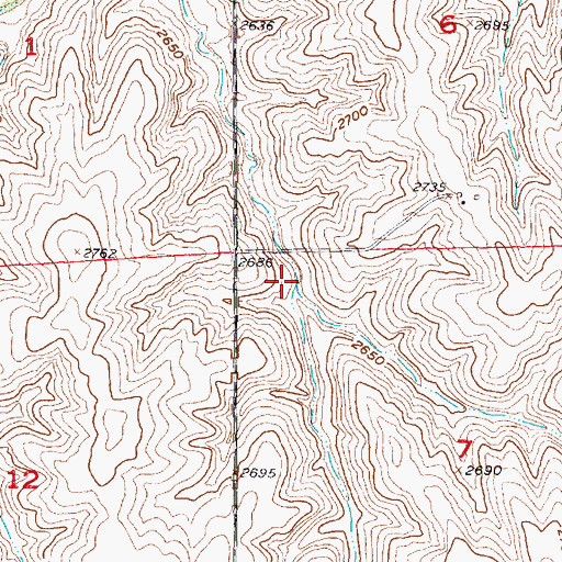 Topographic Map of Dry Creek South Reservoir 1-D, NE