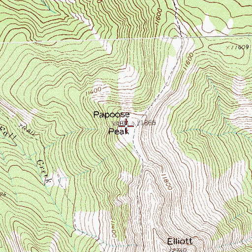 Topographic Map of Papoose Peak, CO