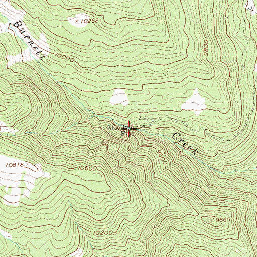 Topographic Map of Blue Bell Mine, CO