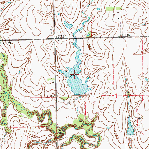 Topographic Map of Big Indian Creek Reservoir 14-A, NE