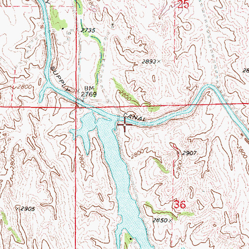 Topographic Map of Earth Dam-Canal Mile 177 Dam, NE