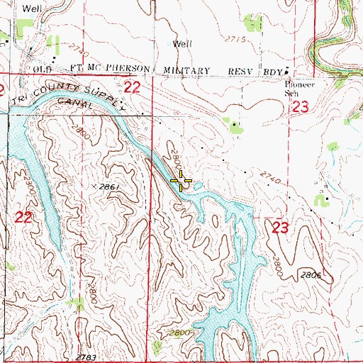 Topographic Map of Earth Dam-Canal Mile 158 Dam, NE