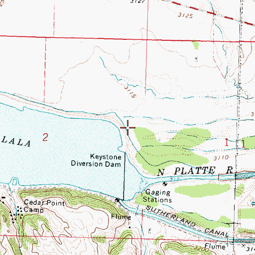 Topographic Map of Platte Valley Diversion-1 Dam, NE