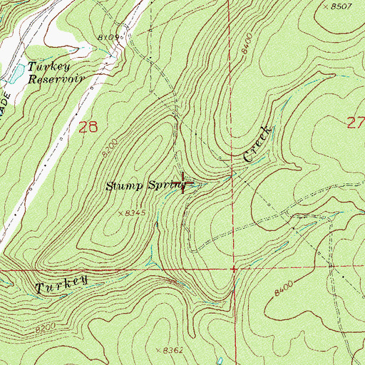 Topographic Map of Stump Spring, CO