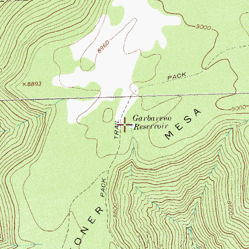 Topographic Map of Garbareno Reservoir, CO