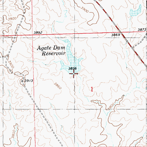 Topographic Map of Agate Reservoir Dam, NE