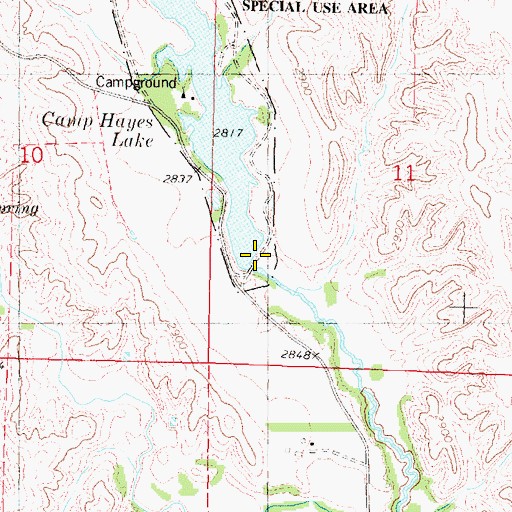 Topographic Map of Hayes Center Special Use Dam, NE