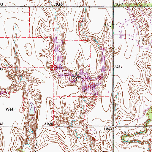 Topographic Map of Thirty-Two Mile Creek Reservoir, NE