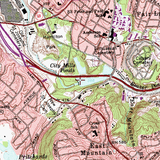 Topographic Map of East Brass Mill Dam, CT