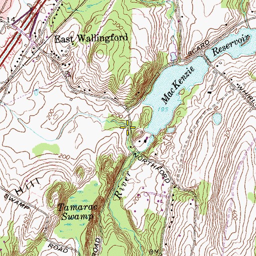 Topographic Map of MacKenzie Reservoir Dam, CT