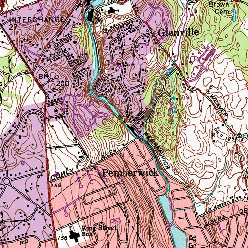 Topographic Map of Pemberwick Dam, CT