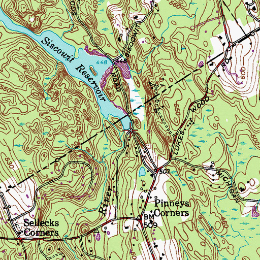 Topographic Map of Siscowit Reservoir Dam, CT