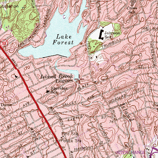 Topographic Map of Island Brook Lagoon Dam, CT