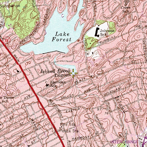 Topographic Map of Island Brook Lagoon Dam, CT
