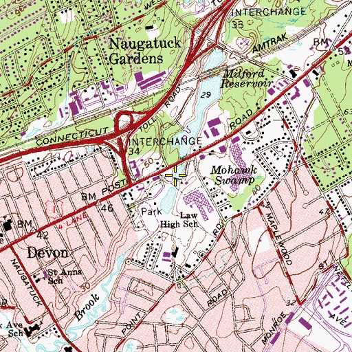 Topographic Map of Beaver Brook Dam, CT