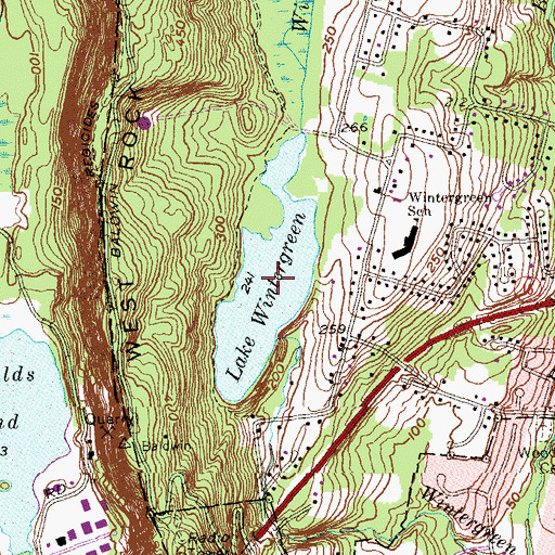 Topographic Map of Lake Wintergreen, CT