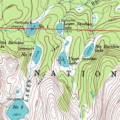 Topographic Map of Upper Sandbar Lake, CO