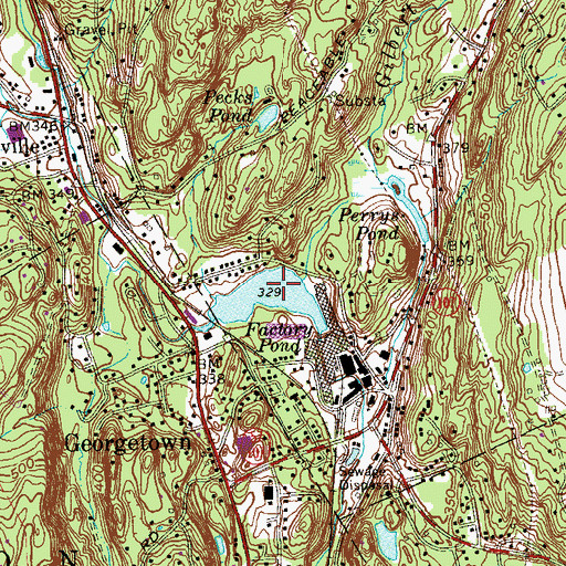 Topographic Map of Factory Pond Dam, CT