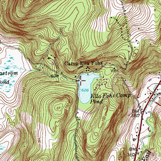 Topographic Map of Ella Fohs Camp Pond Dam, CT
