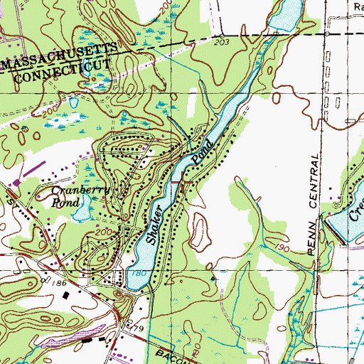 Topographic Map of Shaker Pond Dam, CT