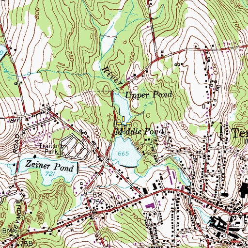Topographic Map of Upper Pond Dam, CT