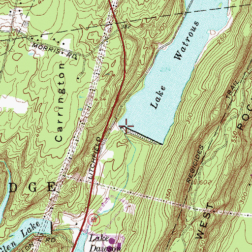 Topographic Map of Lake Watrous Dam, CT