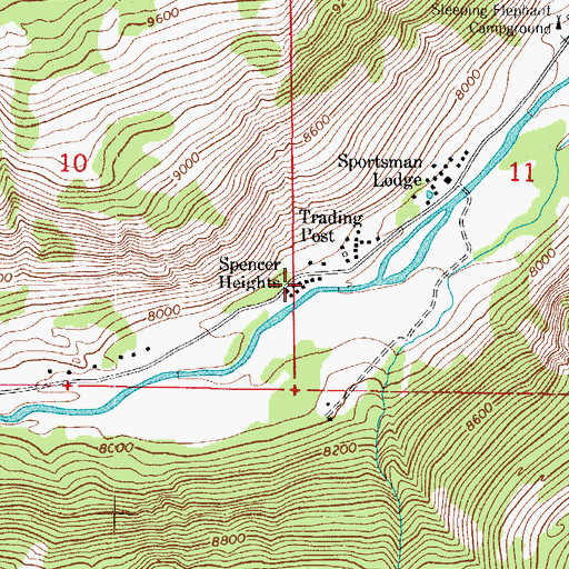 Topographic Map of Spencer Heights, CO