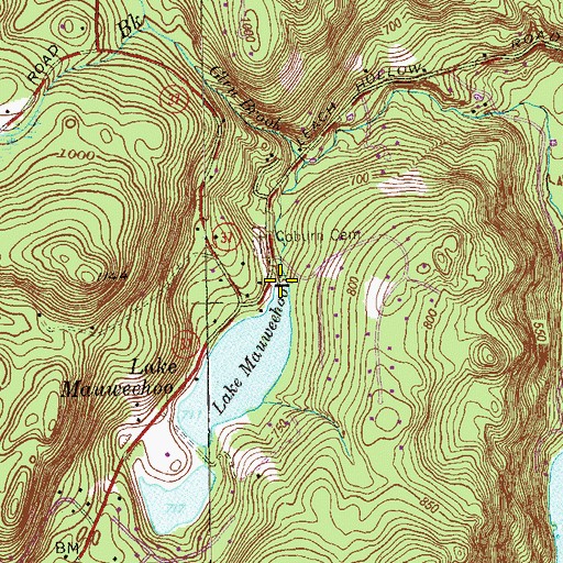 Topographic Map of Lake Mauweehoo Dam, CT