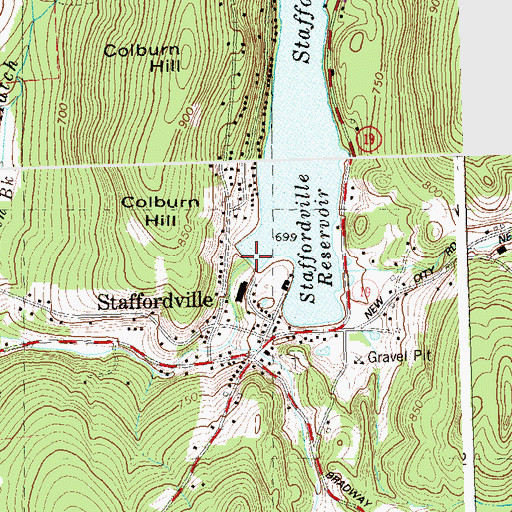 Topographic Map of Staffordville Reservoir Dam, CT