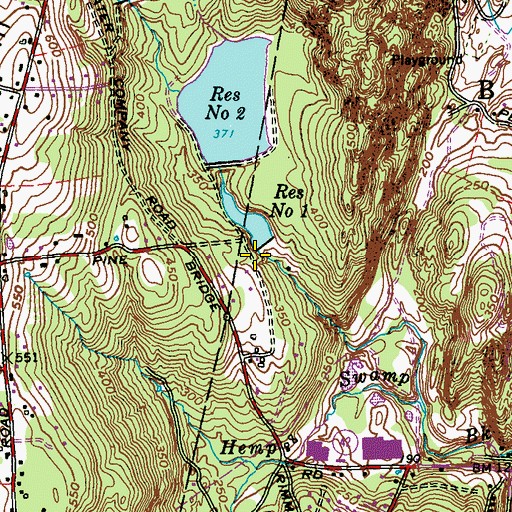 Topographic Map of Seymour Reservoir Number 1 Dam, CT