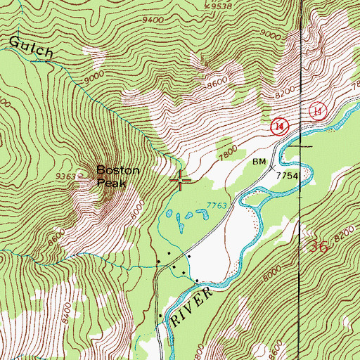 Topographic Map of Williams Gulch, CO