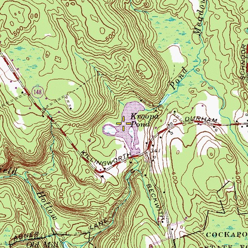 Topographic Map of Kroopa Pond Dam, CT