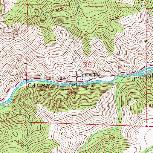 Topographic Map of Idylwilde, CO