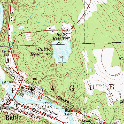 Topographic Map of Baltic Reservoir Dam Number 1, CT