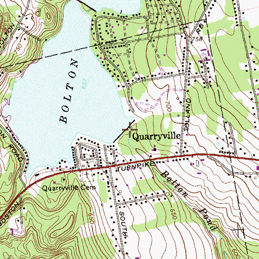 Topographic Map of Lower Bolton Lake Dam, CT