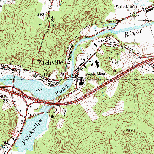Topographic Map of Fitchville Pond Dam, CT