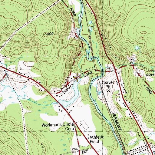 Topographic Map of South Coventry Dam, CT