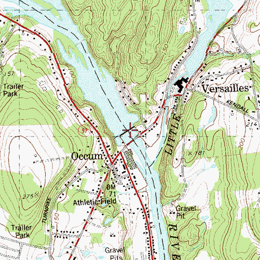 Topographic Map of Occum Dam, CT