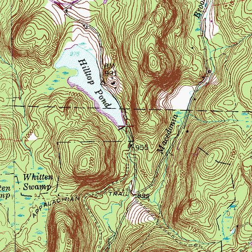 Topographic Map of Hilltop Pond Dam, CT