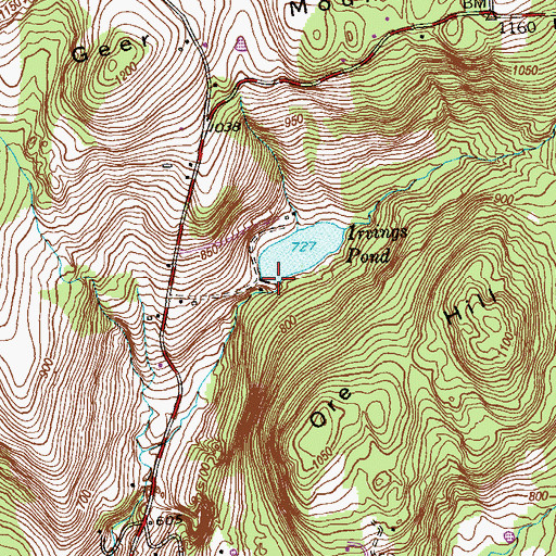 Topographic Map of Irvings Pond Dam, CT