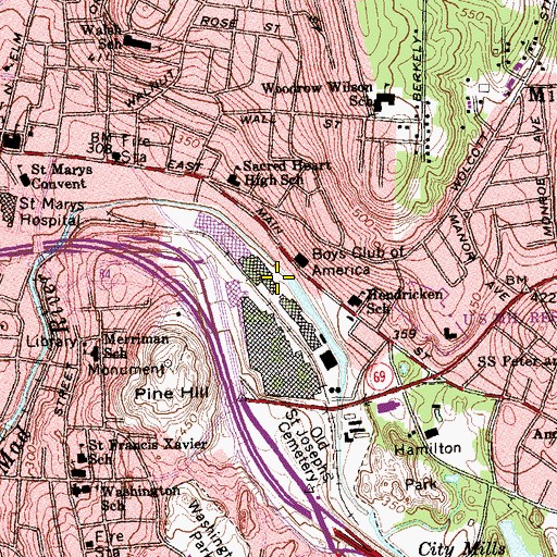 Topographic Map of John Dees Pond Dam, CT