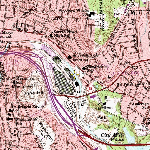 Topographic Map of John Dees Pond, CT
