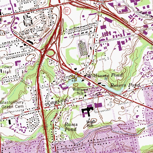 Topographic Map of Williams Pond Dam, CT