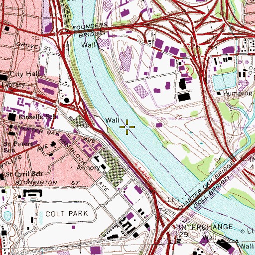 Topographic Map of Bell Pond Dam, CT