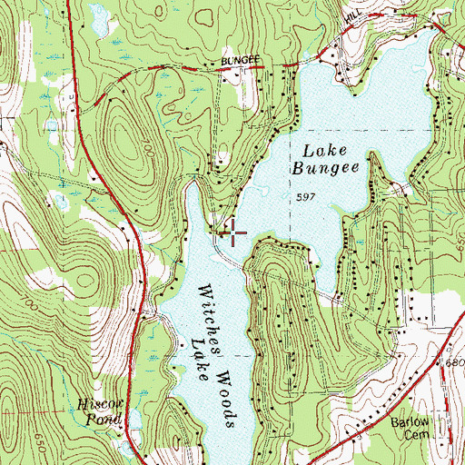 Topographic Map of Upper Bungee Lake Dam, CT