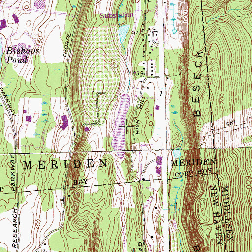 Topographic Map of High Hill Pond, CT
