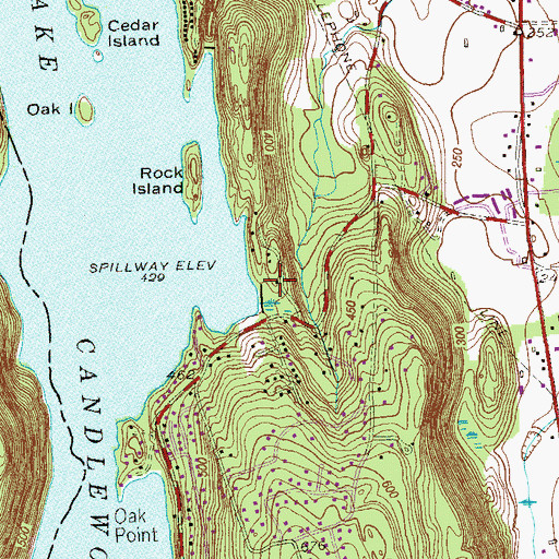 Topographic Map of Lake Candlewood Dike Number 2, CT