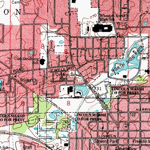 Topographic Map of Cosley Park, IL