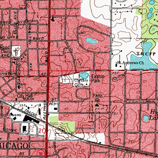 Topographic Map of Easton Park, IL