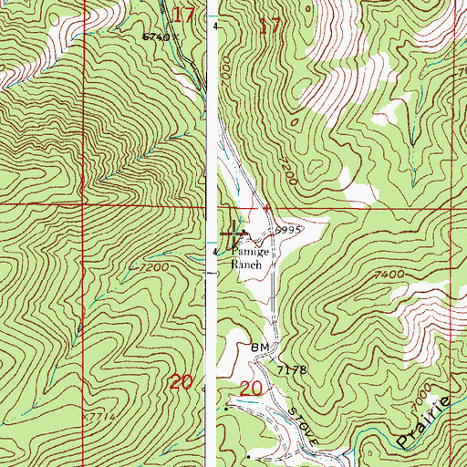 Topographic Map of Pamige Ranch, CO